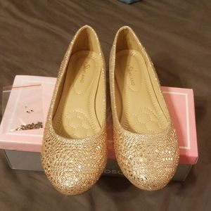 Rose gold sparkly flats